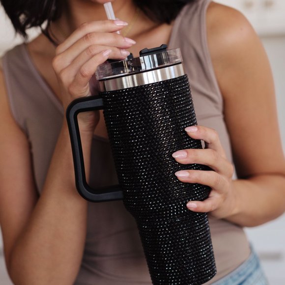 Glam Girl 40 oz Rhinestone Stainless Steel Tumbler - Picture 2 of 4